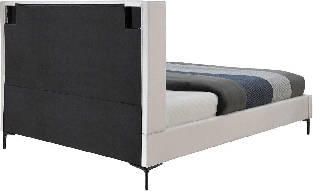 Meridian Furniture - Nadia Cream Velvet King Bed - NadiaCream-K veiw 6