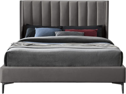 Meridian Furniture - Nadia Grey Velvet King Bed - NadiaGrey-K veiw 3