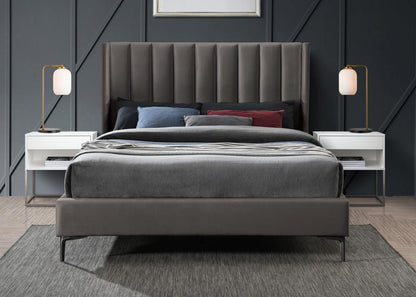 Meridian Furniture - Nadia Grey Velvet King Bed - NadiaGrey-K veiw 4