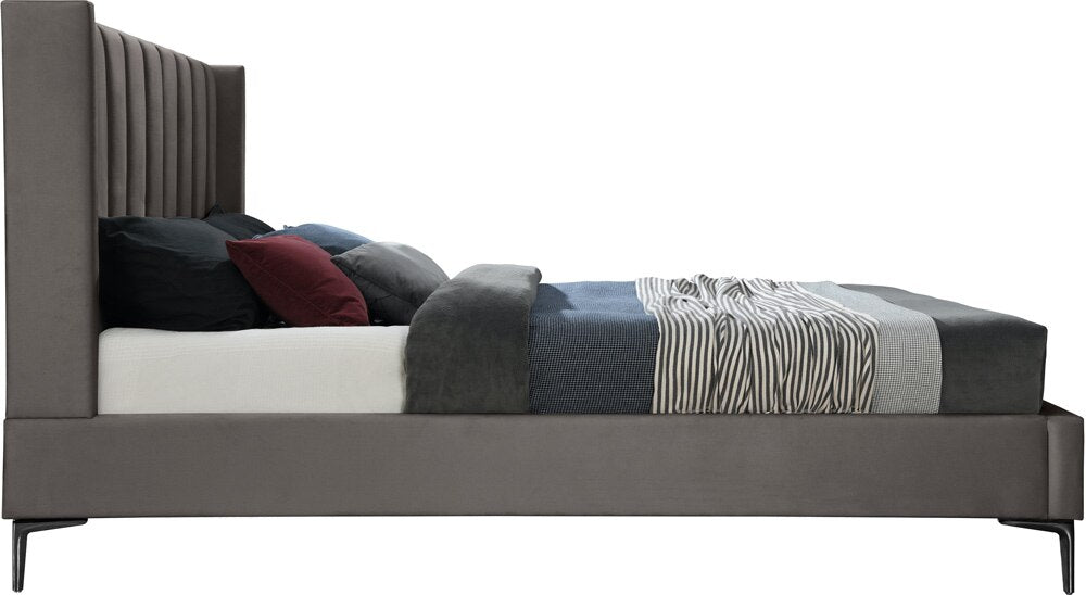 Meridian Furniture - Nadia Grey Velvet King Bed - NadiaGrey-K veiw 5