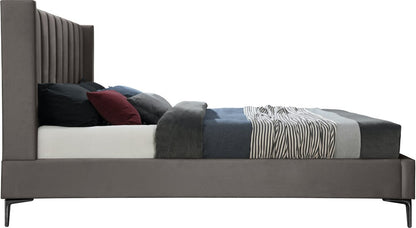 Meridian Furniture - Nadia Grey Velvet King Bed - NadiaGrey-K veiw 5