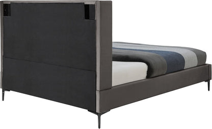 Meridian Furniture - Nadia Grey Velvet King Bed - NadiaGrey-K veiw 6