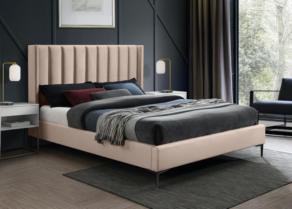 Meridian Furniture - Nadia Pink Velvet King Bed - NadiaPink-K veiw 2