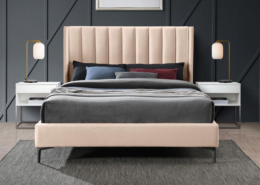 Meridian Furniture - Nadia Pink Velvet King Bed - NadiaPink-K veiw 4