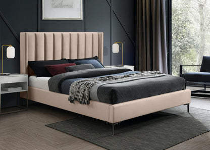 Meridian Furniture - Nadia Pink Velvet Queen Bed - NadiaPink-Q veiw 2