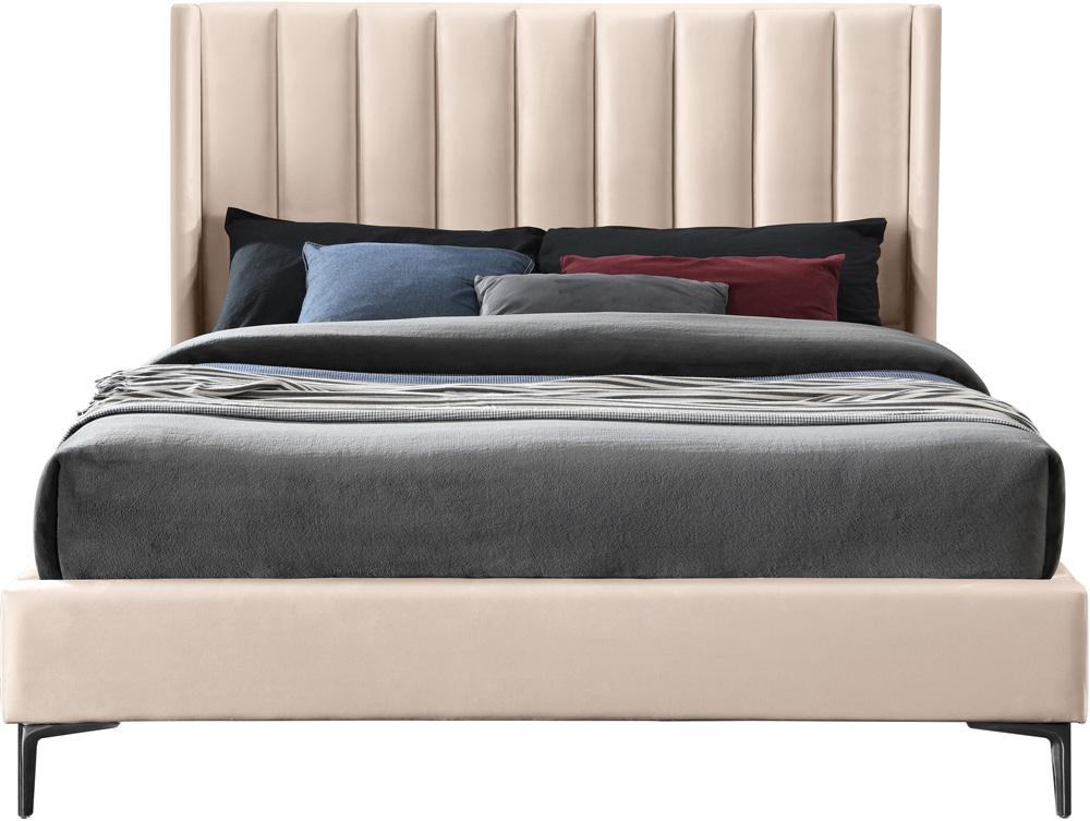 Meridian Furniture - Nadia Pink Velvet Queen Bed - NadiaPink-Q veiw 3