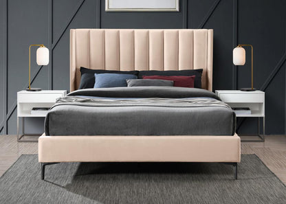 Meridian Furniture - Nadia Pink Velvet Queen Bed - NadiaPink-Q veiw 4