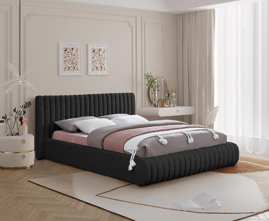 Meridian Furniture - Nash Black Boucle Fabric Full Bed - NashBlack-F veiw 2