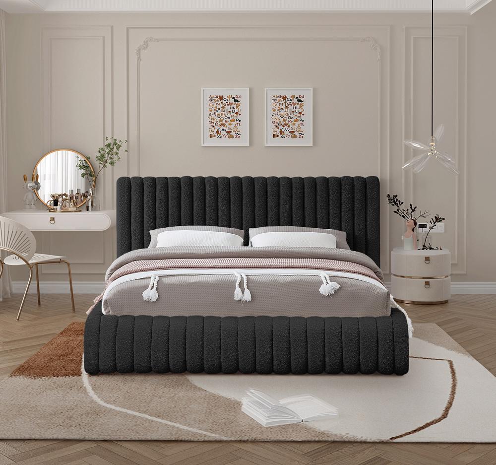 Meridian Furniture - Nash Black Boucle Fabric King Bed - NashBlack-K veiw 4
