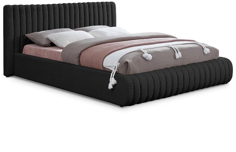 Meridian Furniture - Nash Black Boucle Fabric Queen Bed - NashBlack-Q veiw 1