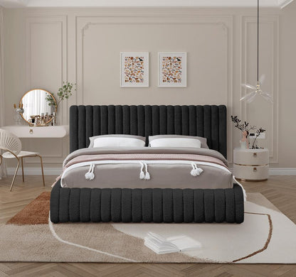 Meridian Furniture - Nash Black Boucle Fabric Queen Bed - NashBlack-Q veiw 4