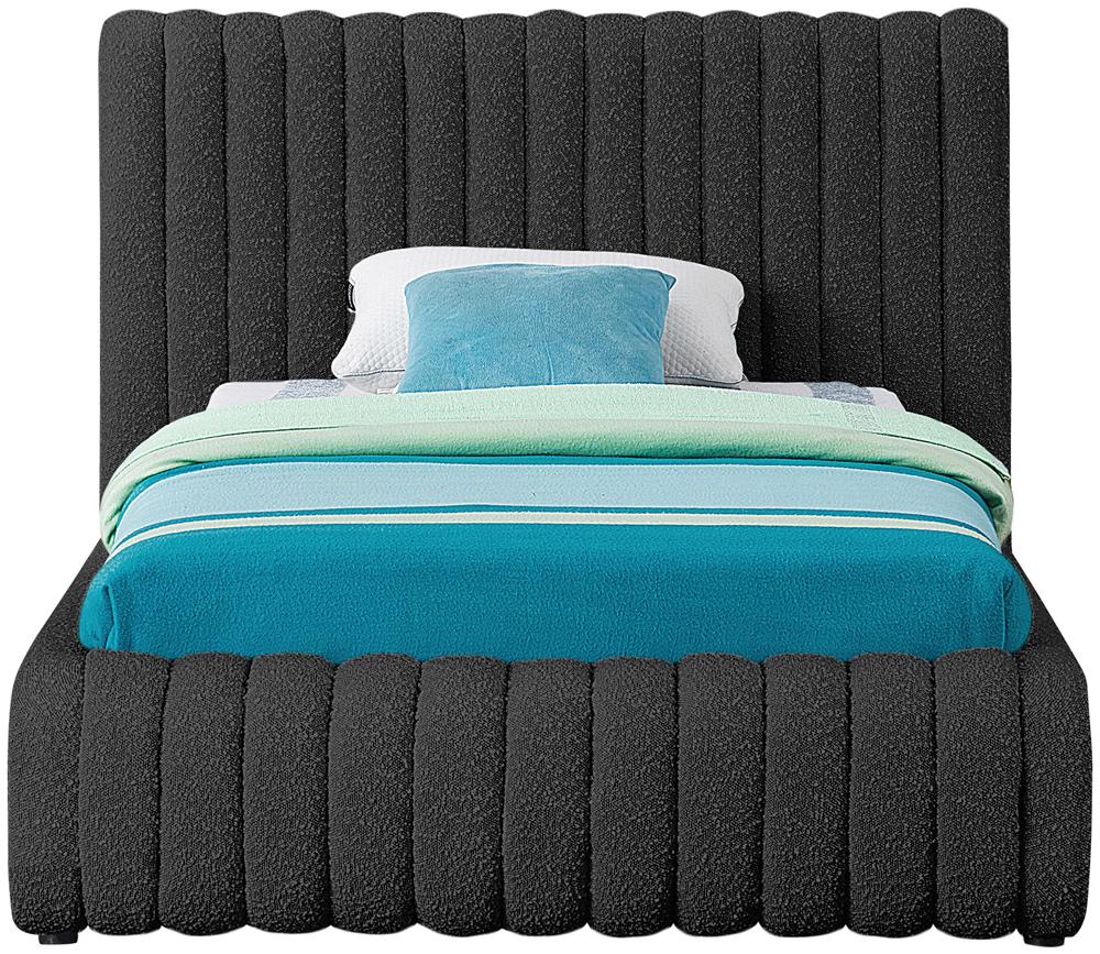 Meridian Furniture - Nash Black Boucle Fabric Twin Bed - NashBlack-T veiw 3