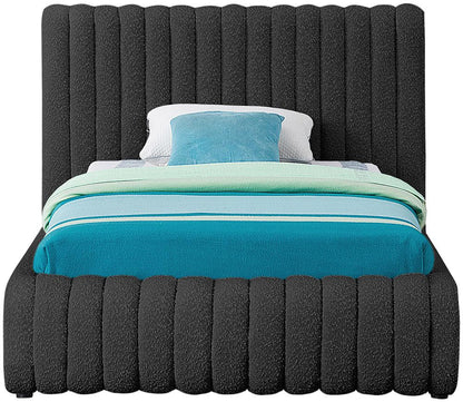 Meridian Furniture - Nash Black Boucle Fabric Twin Bed - NashBlack-T veiw 3