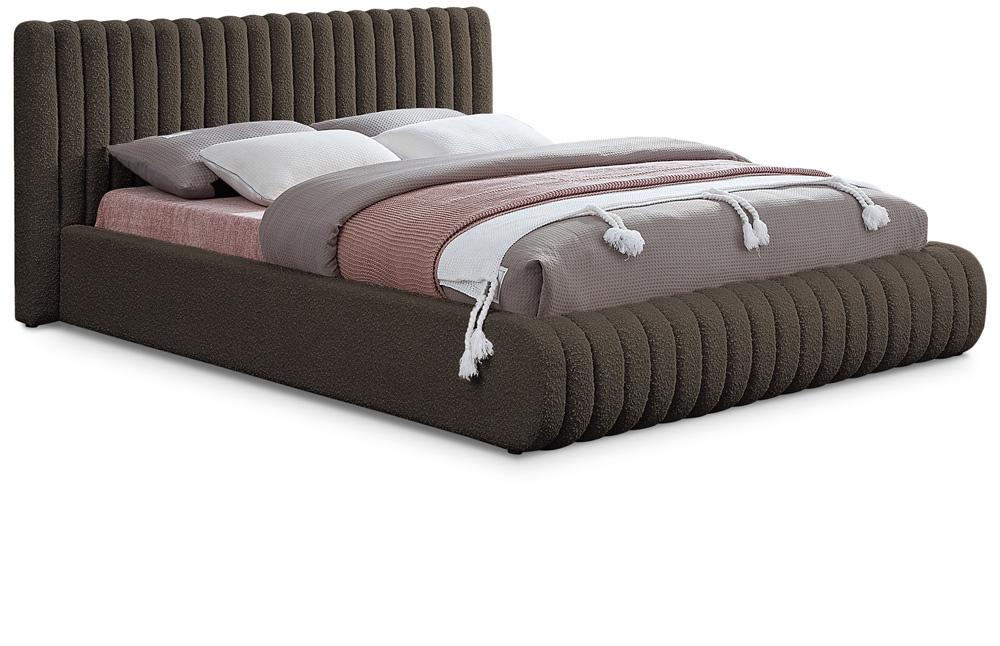 Meridian Furniture - Nash Brown Boucle Fabric Queen Bed - NashBrown-Q veiw 1