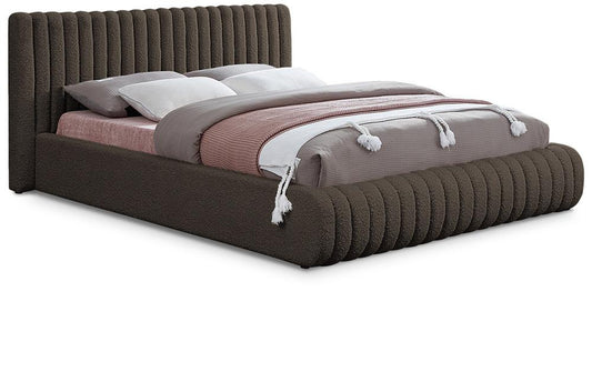 Meridian Furniture - Nash Brown Boucle Fabric Queen Bed - NashBrown-Q veiw 1