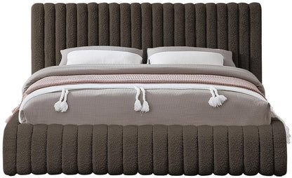 Meridian Furniture - Nash Brown Boucle Fabric Queen Bed - NashBrown-Q veiw 3