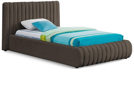 Meridian Furniture - Nash Brown Boucle Fabric Twin Bed - NashBrown-T veiw 1