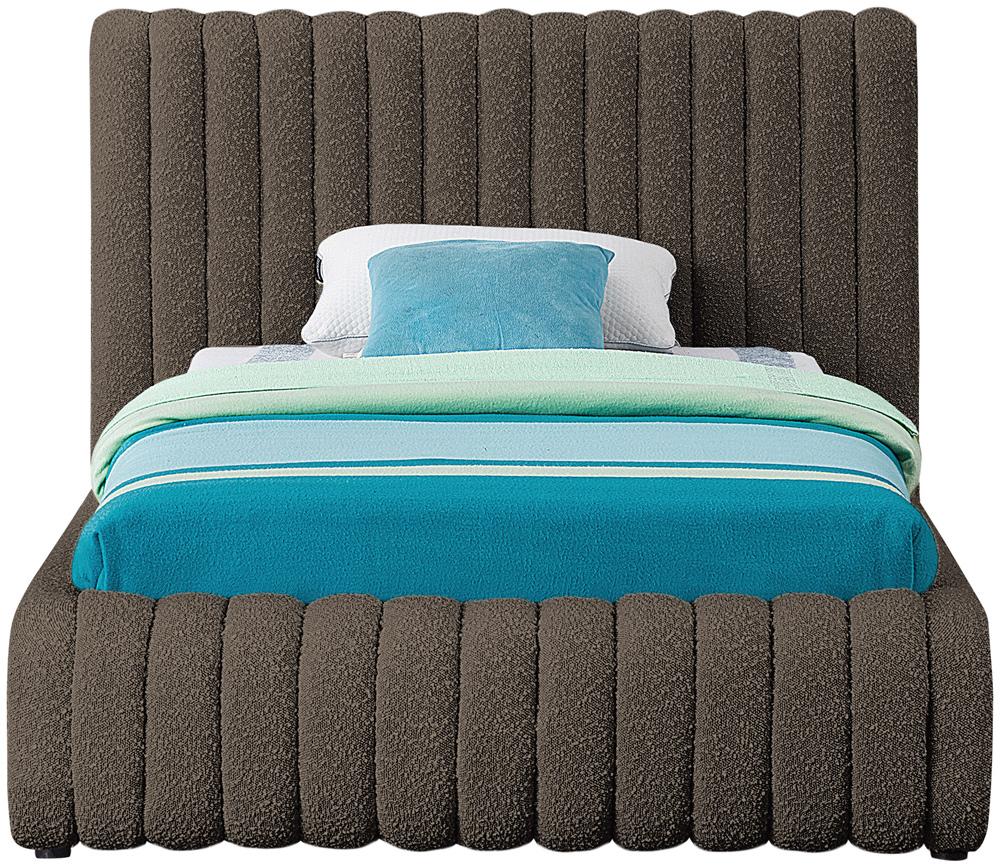 Meridian Furniture - Nash Brown Boucle Fabric Twin Bed - NashBrown-T veiw 3