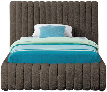 Meridian Furniture - Nash Brown Boucle Fabric Twin Bed - NashBrown-T veiw 3