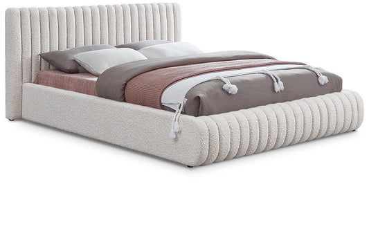 Meridian Furniture - Nash Cream Boucle Fabric King Bed - NashCream-K veiw 1