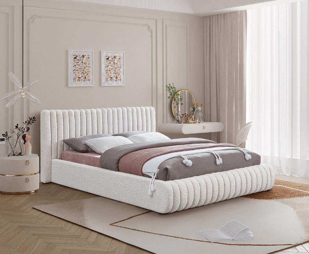Meridian Furniture - Nash Cream Boucle Fabric King Bed - NashCream-K veiw 2