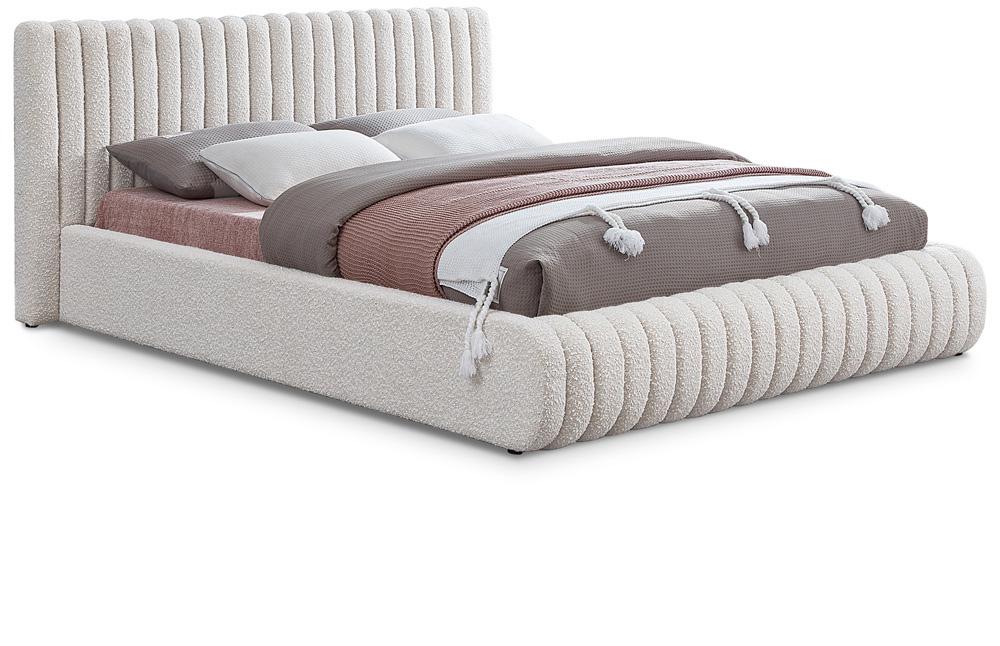 Meridian Furniture - Nash Cream Boucle Fabric Queen Bed - NashCream-Q veiw 1