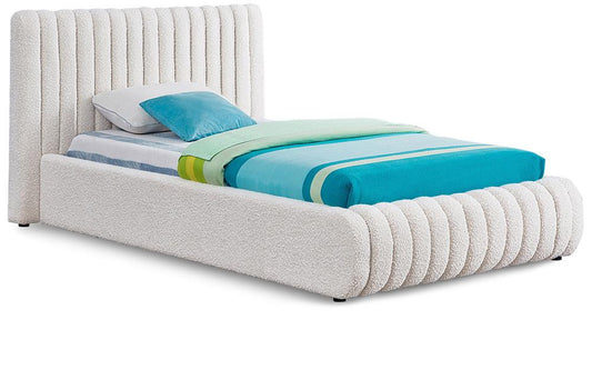 Meridian Furniture - Nash Cream Boucle Fabric Twin Bed - NashCream-T veiw 1