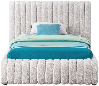 Meridian Furniture - Nash Cream Boucle Fabric Twin Bed - NashCream-T veiw 3