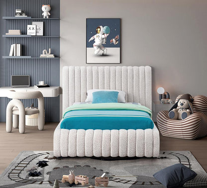 Meridian Furniture - Nash Cream Boucle Fabric Twin Bed - NashCream-T veiw 4