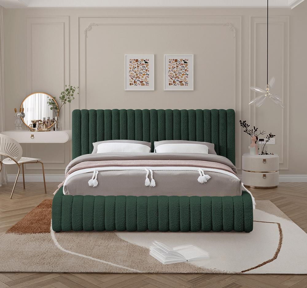 Meridian Furniture - Nash Green Boucle Fabric Full Bed - NashGreen-F veiw 4
