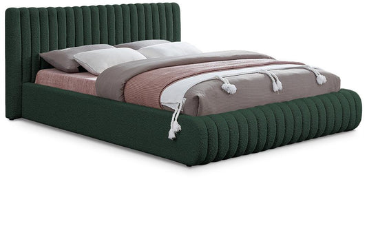 Meridian Furniture - Nash Green Boucle Fabric Queen Bed - NashGreen-Q veiw 1