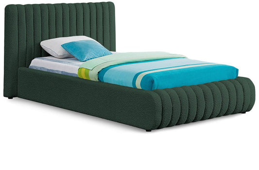 Meridian Furniture - Nash Green Boucle Fabric Twin Bed - NashGreen-T veiw 1