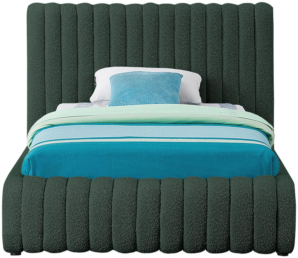 Meridian Furniture - Nash Green Boucle Fabric Twin Bed - NashGreen-T veiw 3