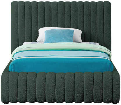 Meridian Furniture - Nash Green Boucle Fabric Twin Bed - NashGreen-T veiw 3