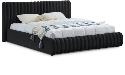 Meridian Furniture - Nico Black Velvet Full Bed - NicoBlack-F veiw 1