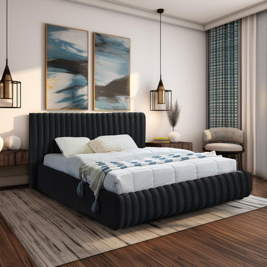 Meridian Furniture - Nico Black Velvet King Bed - NicoBlack-K veiw 2