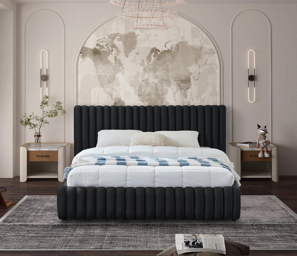 Meridian Furniture - Nico Black Velvet King Bed - NicoBlack-K veiw 4