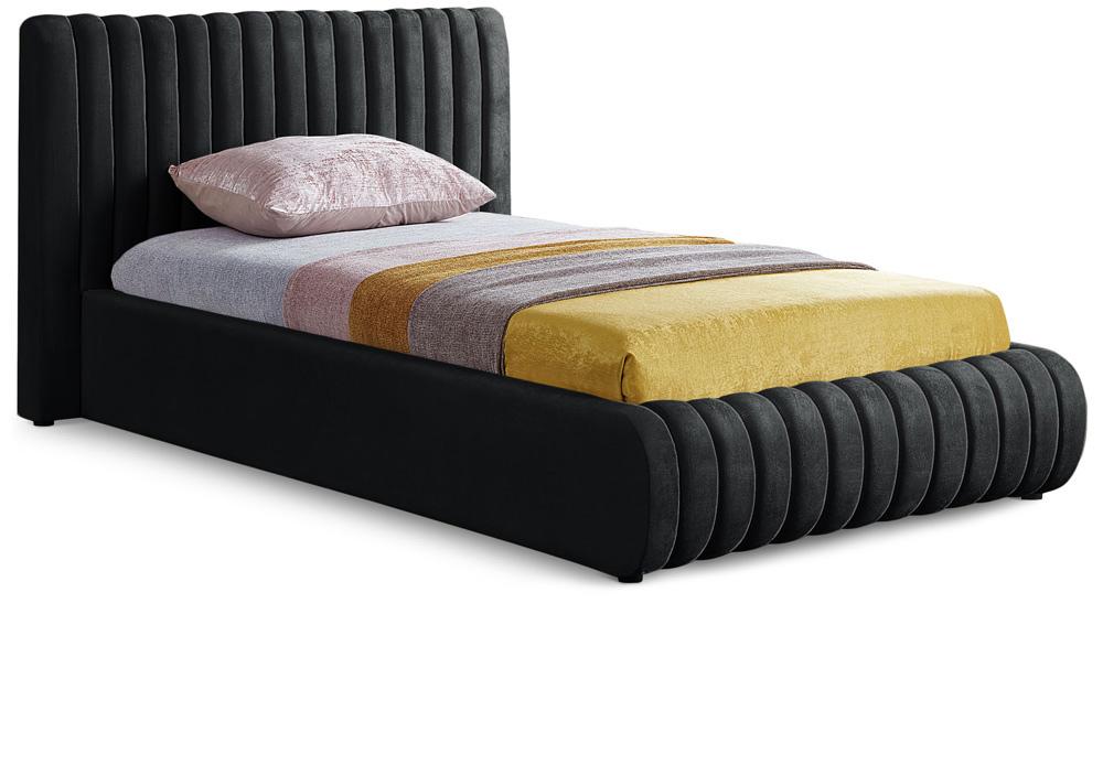 Meridian Furniture - Nico Black Velvet Twin Bed - NicoBlack-T veiw 1