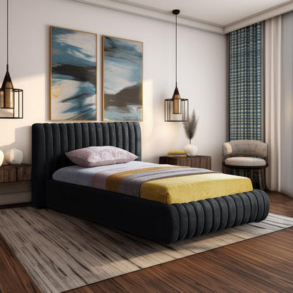 Meridian Furniture - Nico Black Velvet Twin Bed - NicoBlack-T veiw 2
