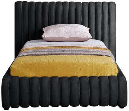 Meridian Furniture - Nico Black Velvet Twin Bed - NicoBlack-T veiw 3