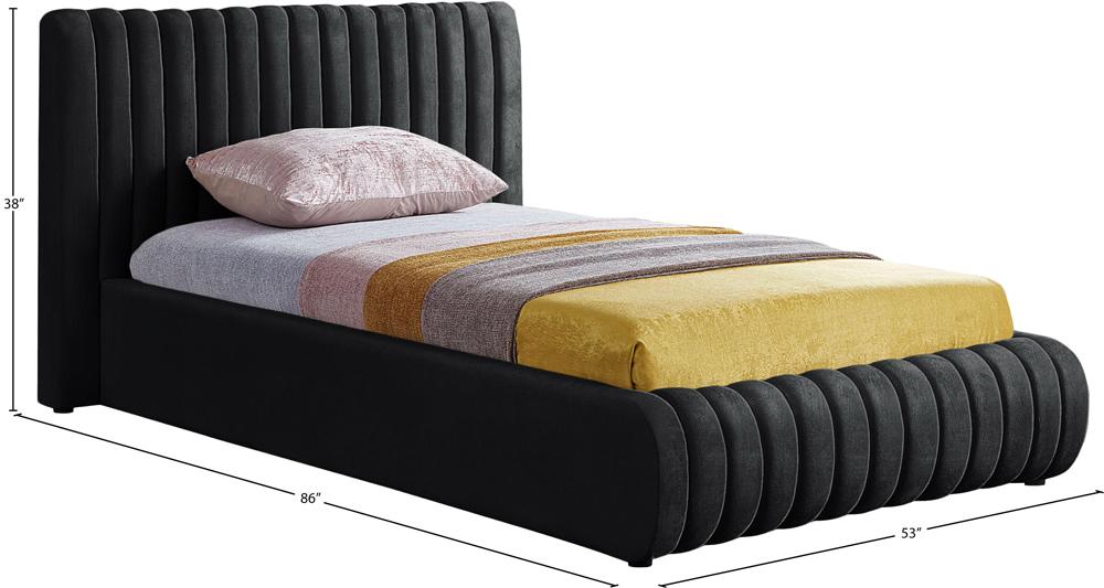 Meridian Furniture - Nico Black Velvet Twin Bed - NicoBlack-T veiw 7