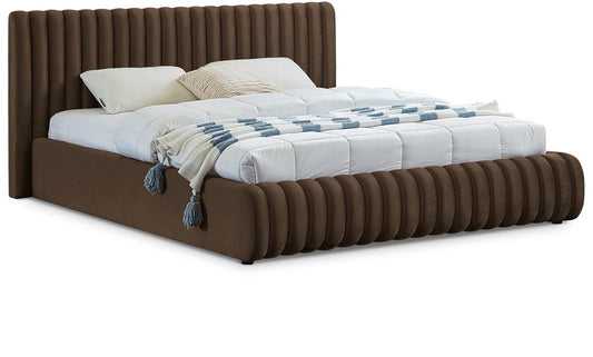 Meridian Furniture - Nico Brown Velvet King Bed - NicoBrown-K veiw 1