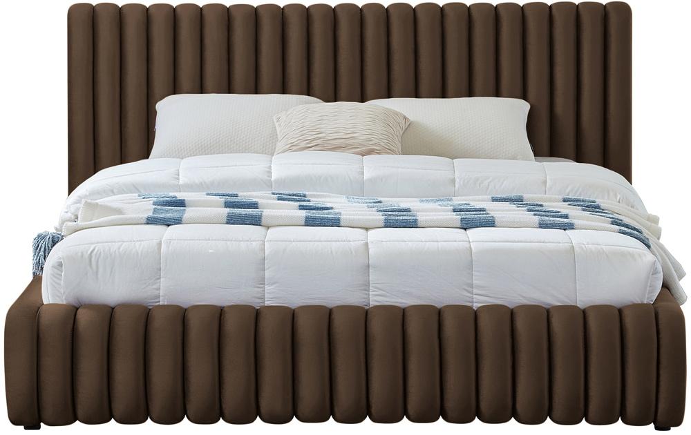 Meridian Furniture - Nico Brown Velvet King Bed - NicoBrown-K veiw 3