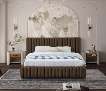 Meridian Furniture - Nico Brown Velvet Queen Bed - NicoBrown-Q veiw 4