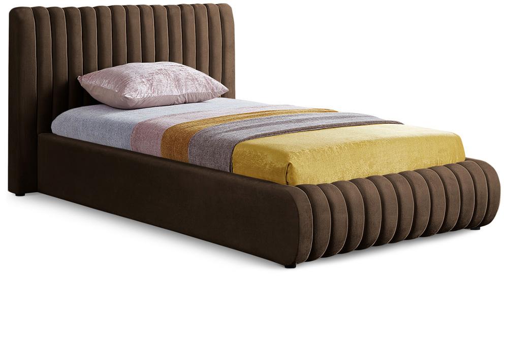Meridian Furniture - Nico Brown Velvet Twin Bed - NicoBrown-T veiw 1