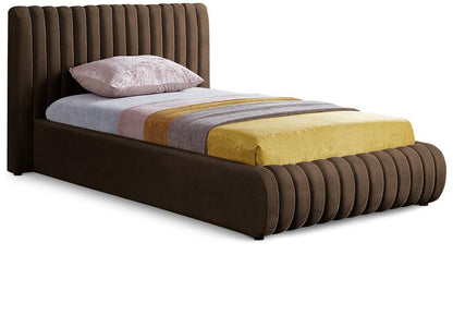 Meridian Furniture - Nico Brown Velvet Twin Bed - NicoBrown-T veiw 1