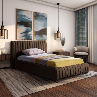 Meridian Furniture - Nico Brown Velvet Twin Bed - NicoBrown-T veiw 2