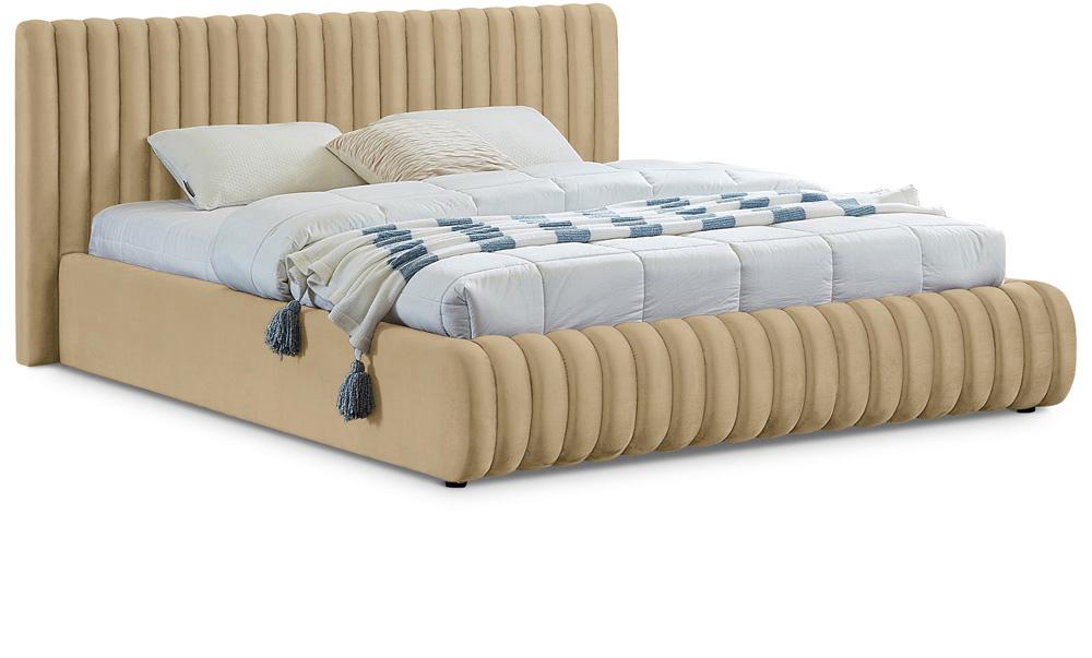Meridian Furniture - Nico Camel Velvet King Bed - NicoCamel-K veiw 1
