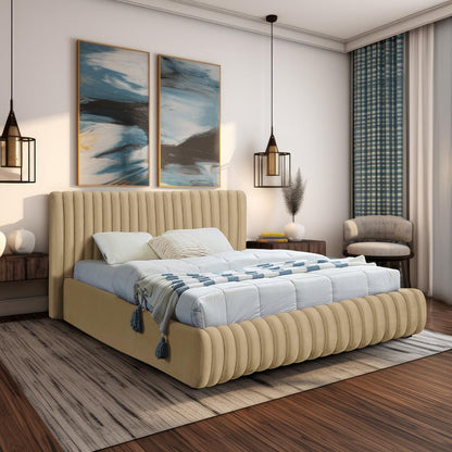 Meridian Furniture - Nico Camel Velvet King Bed - NicoCamel-K veiw 2