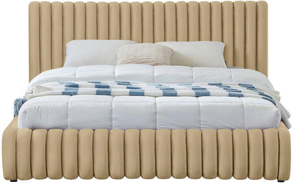 Meridian Furniture - Nico Camel Velvet Queen Bed - NicoCamel-Q veiw 3